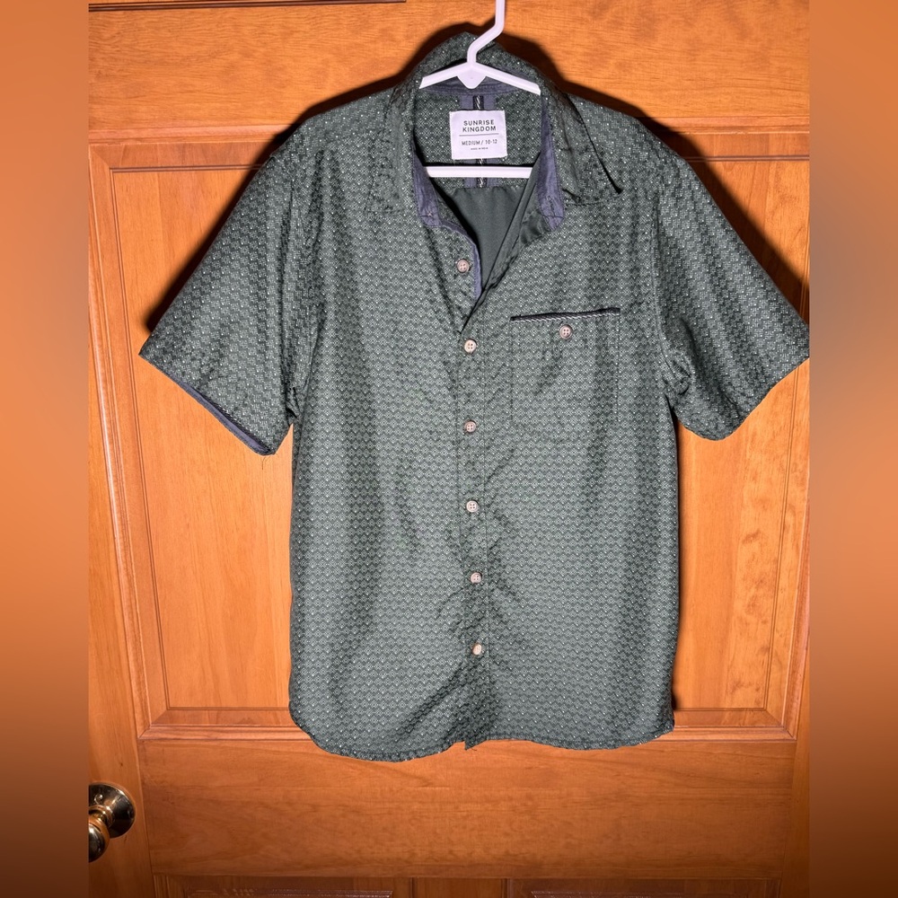 Sunrise Kingdom Boys' Green Short-Sleeve Button-Down Shirt